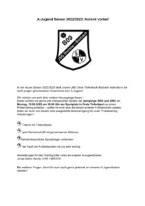 Probetraining A-Jugend 2022/2023 @ Sportplatz Dreis-Tiefenbach